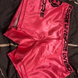 Livesore pink shorts worn only to try on